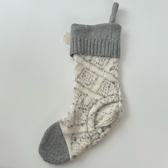 NWT Anthropologie Knit Christmas Stocking Gray and Cream - Picture 3 of 5